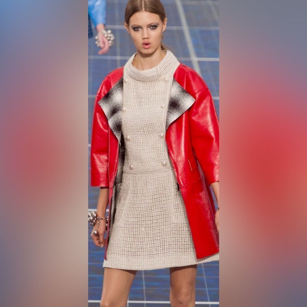 Chanel Red Leather Women's Jacket, S